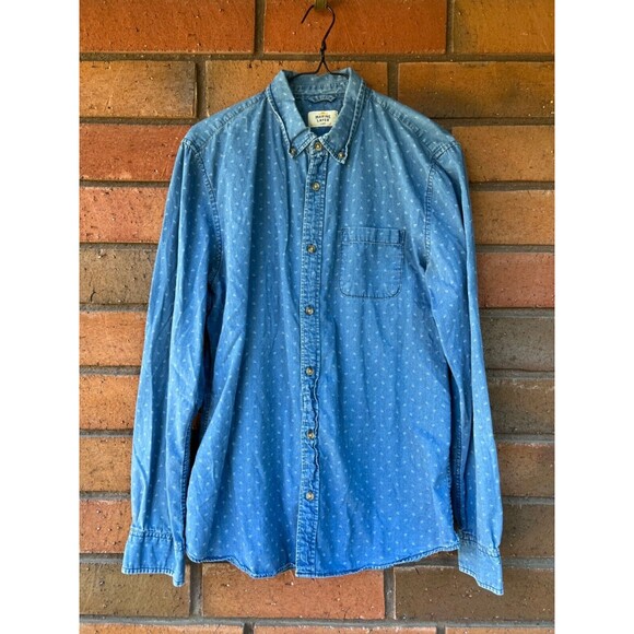 Marine Layer Washington‎ Button Down Shirt Long Sleeve Denim | Men’s Size Large - Picture 1 of 16